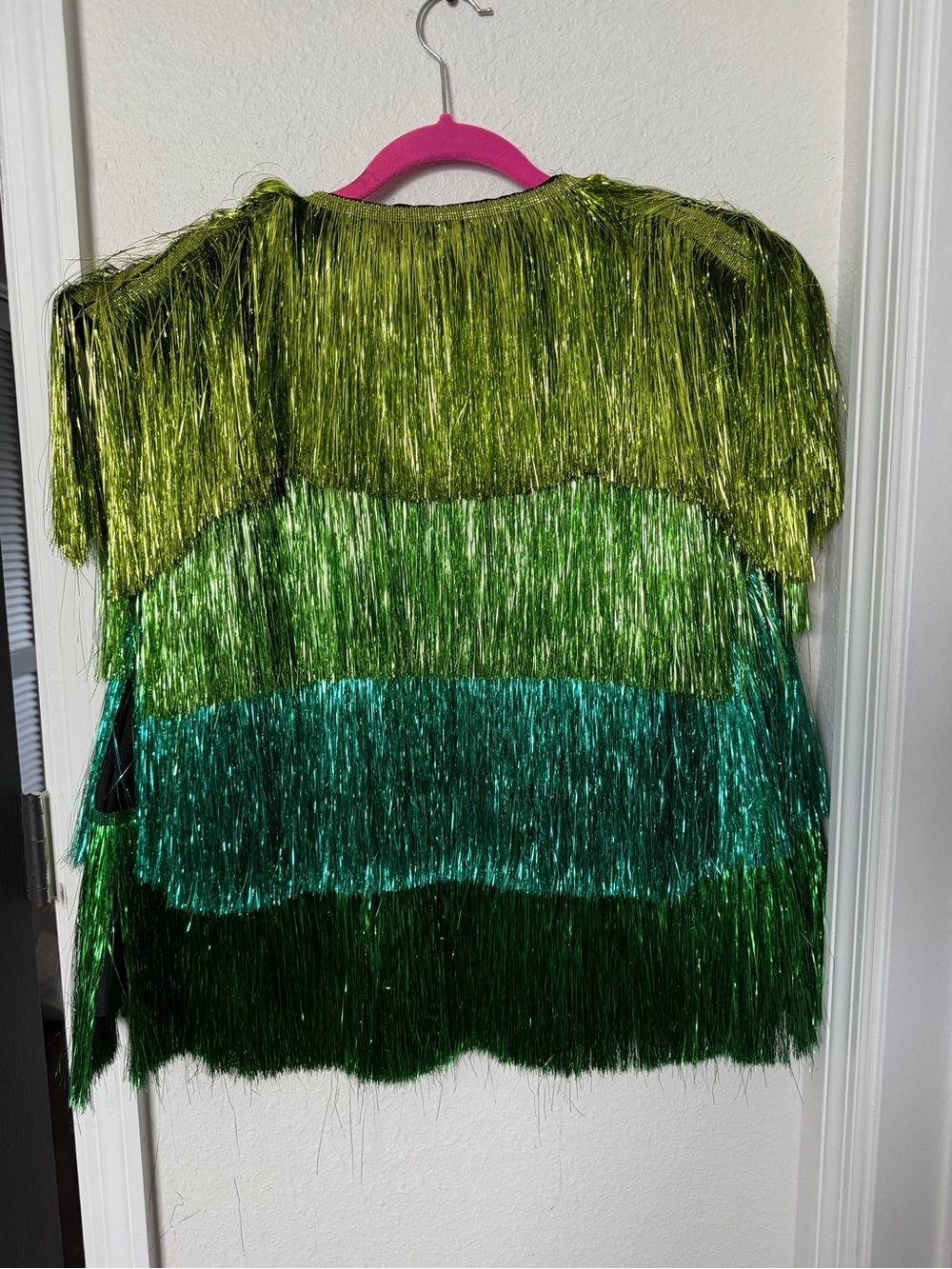 Nasty Gal Metallic Layered Green Fringe Tee - Picture 3 of 4